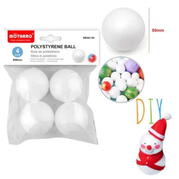 MOTARRO Polystyrene Ball ME001-50 Foam Craft Ball for DIY Art, Model Making & School Projects