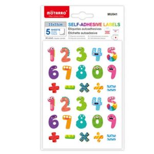 MOTARRO Adhesive Labels MU041 – Number Sticker Labels for Kids, School & Learning Activities – Self-Adhesive Numbered Stickers for Craft & Classroom Use