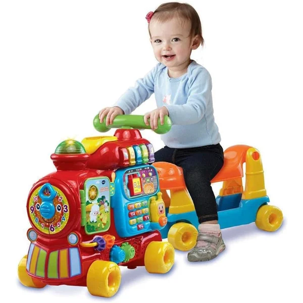 VTech Baby Push and Ride Alphabet Train Multicolour VT80-547803 - 4-in-1 Ride-On & Floor Play Learning Train, 12-36 Months+