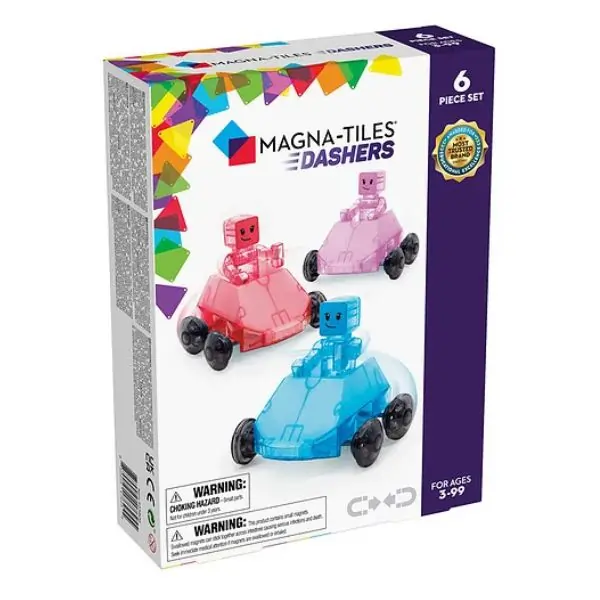 MAGNA-TILES Dashers Magnetic Playset - 6 Piece Set with Figures & Vehicles, Ages 3 , Durable Safe Imaginative Play