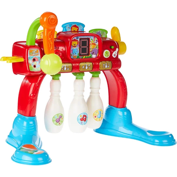 VTech Batter Up & Bowl Sports Center VT80-504203 - 2-in-1 Baseball & Bowling Toy with Lights & Sounds, 6-36 Months