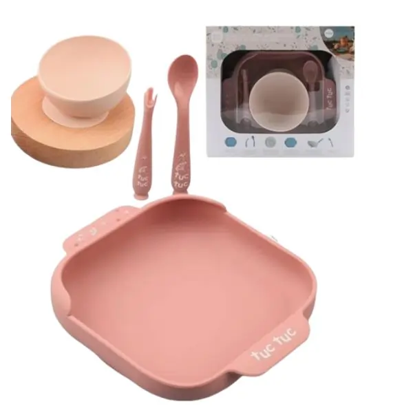 ALGO Tuc Tuc Silicone Baby Feeding Set | 4-Piece BPA-Free Plate, Bowl & Spoon for Babies & Toddlers