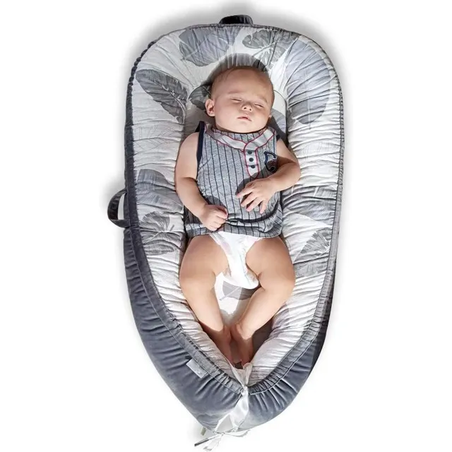 Little Story Soft Breathable Newborn Lounger Bed - Feather Grey