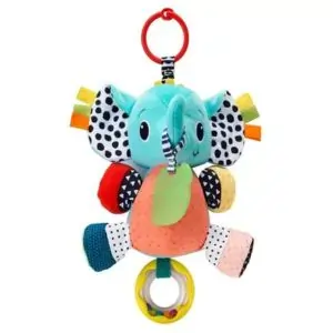 Infantino Peanut the Elephant Activity Pal, 0M+ Baby Sensory Toy Crinkle, Rattle & Teether Toy for Newborn Development  Stroller & Car Seat Toy