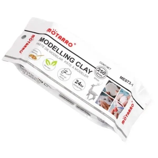 MOTARRO Modelling Clay White ME073-1, Soft Non-Toxic Clay for Kids, DIY Art & Craft, School & Home Use