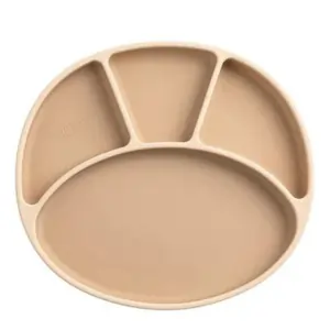 Bibado Silicone Suction Divider Plate, Secure Grip Base, 4 Handy Sections, BPA Free Silicone, 6 Months to 3 Years, 23.1 x 2.3 x 20.1cm - Fawn