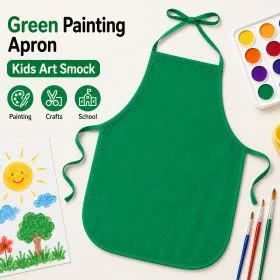 MOTARRO Kids Painting Apron MP135, Reusable Non-Woven Art Smock, Green 48 x 38cm, Lightweight Craft Apron for School Painting & DIY Activities