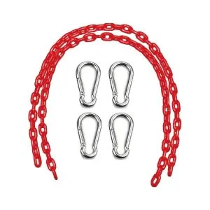 AL ARQAM 200cm Heavy Duty Coated Swing Chain & Carabiner Set - 2 Chains, 4 Quick Links, Anti-Rust Playground Accessories for Swing Set/Tree Swing - Red