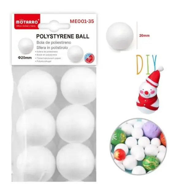 MOTARRO Polystyrene Ball ME001-35 Foam Craft Ball for DIY Art, Model Making & School Projects