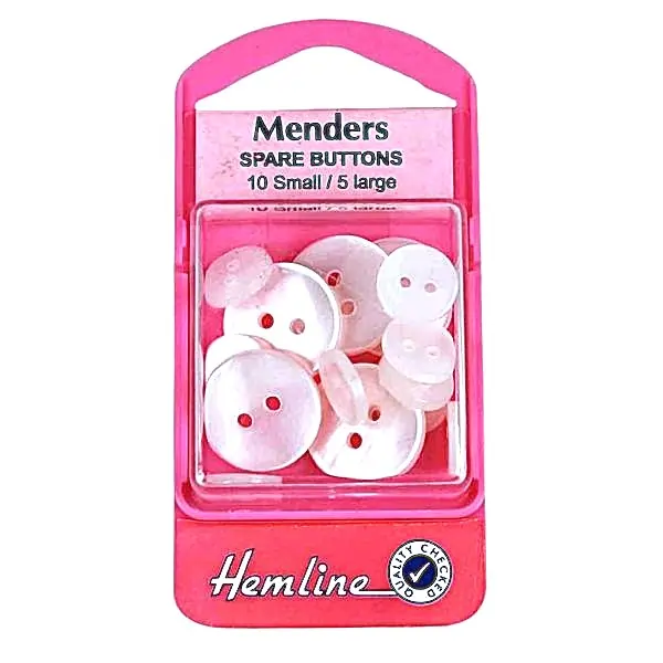 Hemline Mender Buttons 15 pcs – Sew-On Replacement Buttons for Clothing & Crafts (Model 785)