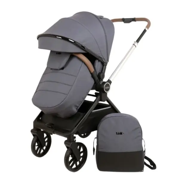 Kidilo Baby Stroller with Bag & Foot Cover – Double-Sided Handle & 360° Wheels, Smooth Travel Stroller (Dark Grey)