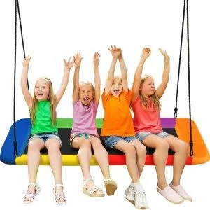 AL ARQAM 60" Giant Platform Tree Swing - Heavy Duty Colorful Rectangle Saucer Swing for Kids & Adults, Durable Steel Frame for Outdoor Hanging, Ideal for Backyard & Family Fun