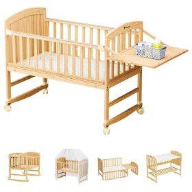 Teknum 7-in-1 Convertible Kids Bed & Bedside Crib with Mattress, Mosquito Net & Detachable Wheels