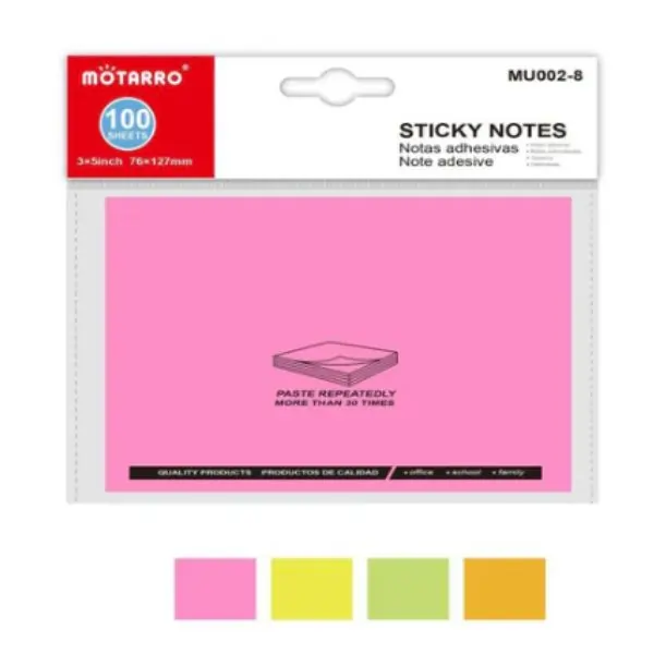 MOTARRO MU002-8 Sticky Notes, Self Adhesive Memo Note Pads for Office, School, Study & Home Use