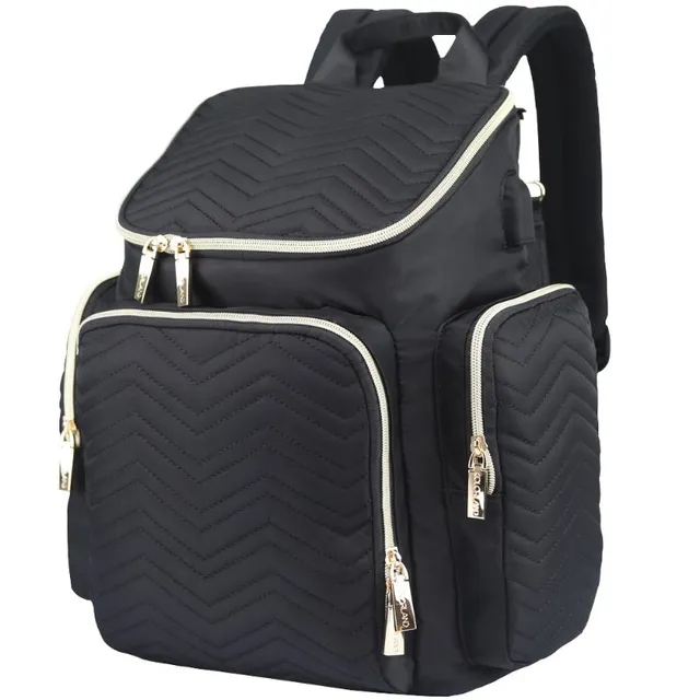 Little Story - Black Georgia Bag with Changing Pad & Hooks