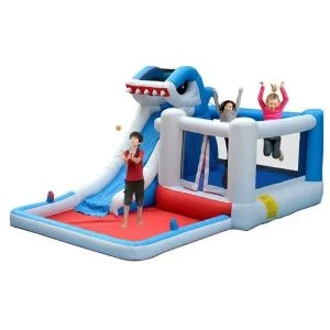 AL ARQAM Inflatable Bouncy Castle Playground with Trampoline, Slide, & Rock Climbing - 500x280x225cm Indoor/Outdoor Water Jet Slide for Kids