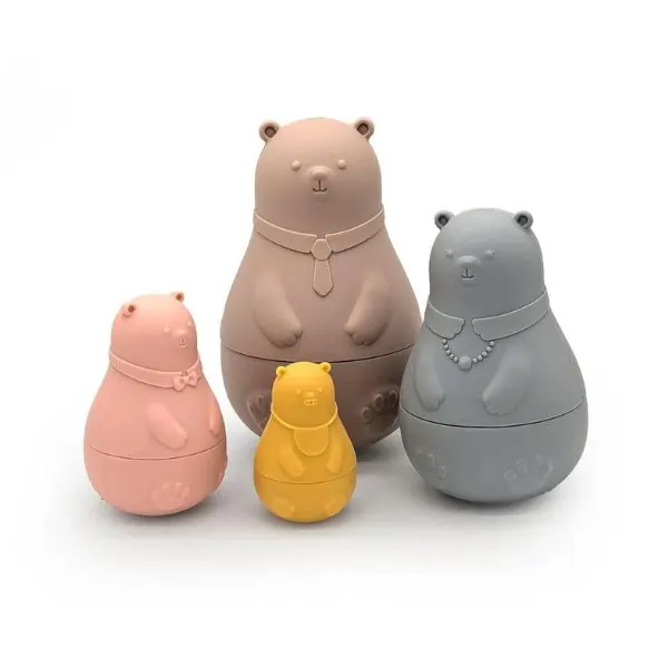 ALGO Silicone Bear Stack Toy Set for Babies – 4 PCS BPA-Free Soft Stacking Toy, Sensory & Educational Gift for Infants and Toddlers
