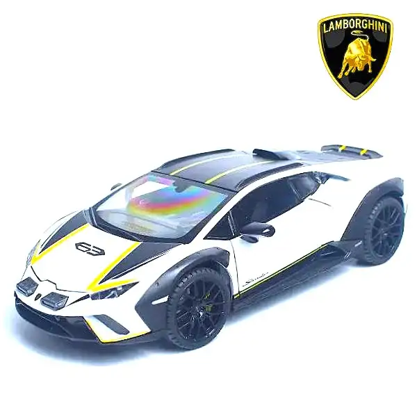 Lamborghini 1:24 Official Licensed Huracán Sterrato Diecast Model Car – Alloy Metal Supercar Toy with Opening Doors, Sound & LED Lights (White)