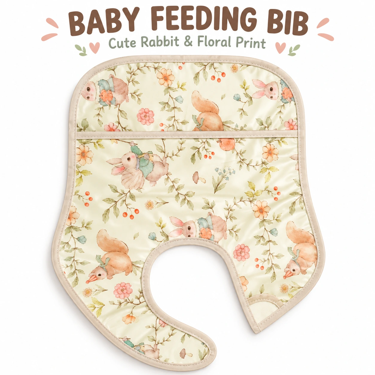 Portable Baby Changing Mat with Bunny & Floral Print – Foldable Easy-Clean Diaper Changing Pad for Newborns & Infants