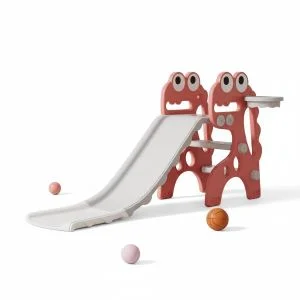 AL ARQAM Two Steps Slides for kids, Baby Joy Slide, First Slide Plastic Play Slide Climber for Children Activities & Games-Red,Grey