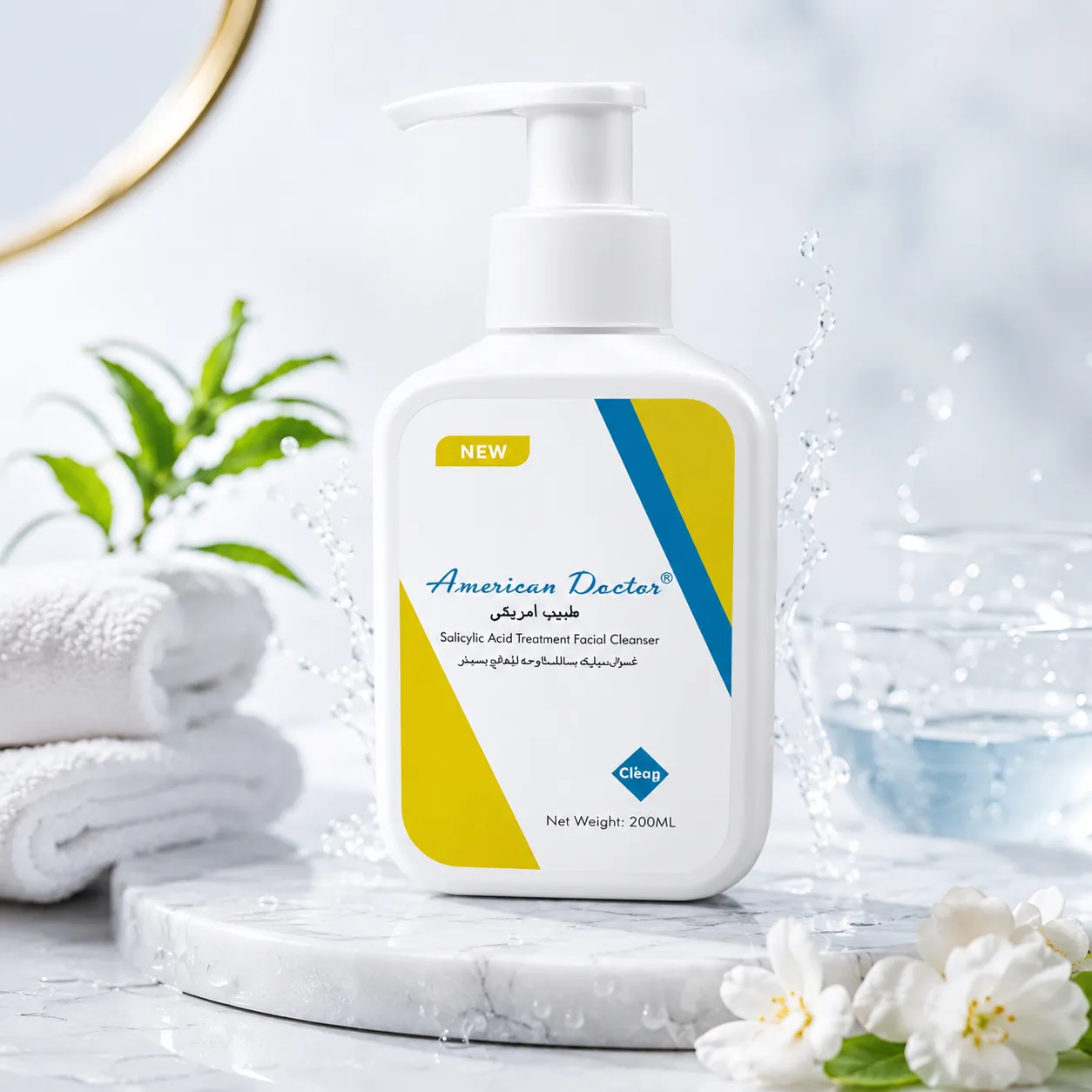 AMERICAN DR. Salicylic Acid Face Cleanser 200ml Acne Treatment Oil Control Face Wash for Oily Acne Prone Skin Deep Pore Cleanser with Salicylic Acid for Clear Skin(12PCS/CTN)