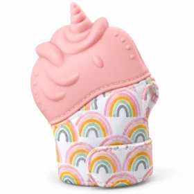 Baby Silicone Teething Mitten Glove – Pink Unicorn Rainbow Teether
