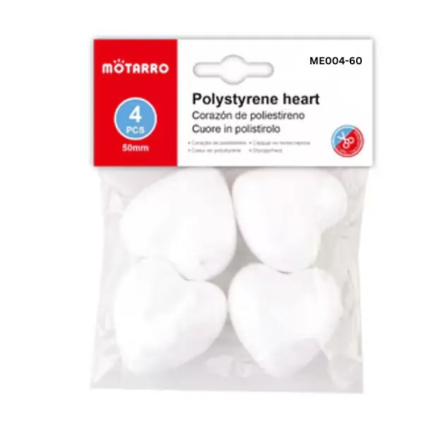 MOTARRO Polystyrene Heart ME004-60 Foam Craft Heart for DIY Art, Model Making & School Projects