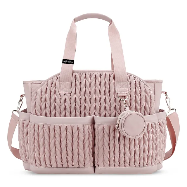 Little Story - Pink Nova Diaper Tote With Pacifier Pod Set