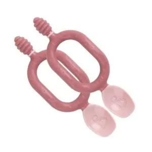 Bibado Dippit Baby Weaning Spoons, Dual-Ended Design, Ergonomic Two-Handed Grip, Oral Sensory Aid, Ideal for Self Feeding, Soothes Teething, 6 Months+, 13.5 cm, Pink - 2 Pieces