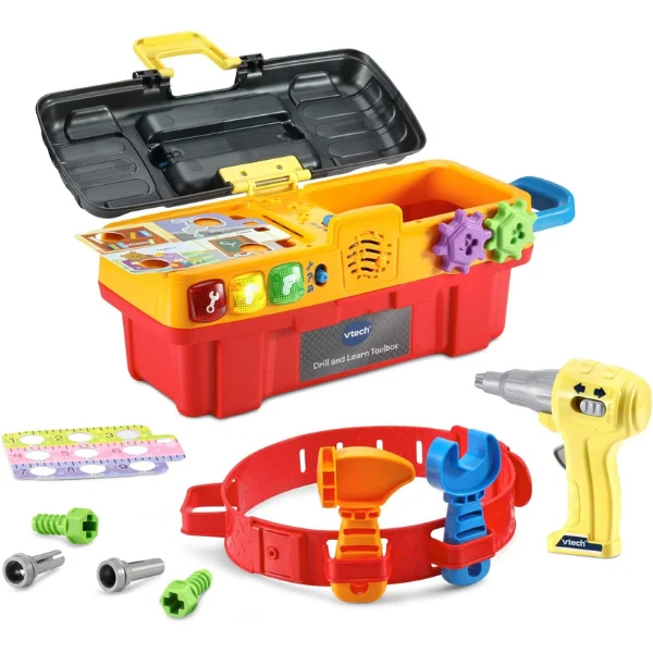 VTech Drill and Learn Toolbox Pro VT80-550900 - Interactive Pretend Play Tool Set with Drill & Hammer, 2-5 Years