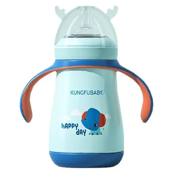 ALGO 3-in-1 Baby Feeding Bottle 260 ml, BPA Free Infant Milk Bottle with Soft Silicone Nipple, Anti-Colic Newborn Bottle