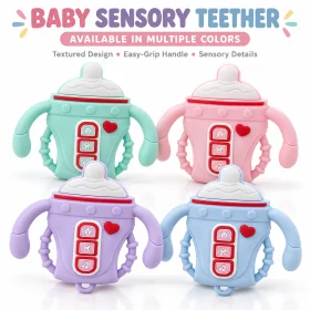 Baby Sensory Teether with Easy-Grip Handle, Textured Surface & Colorful Details – Assorted Color