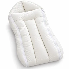 AL ARQAM Soft Padded Baby Sleeping Bag with Dual Side Zippers, Cushioned Interior, Padded Side Support, 55 x 30 cm - Light Cream